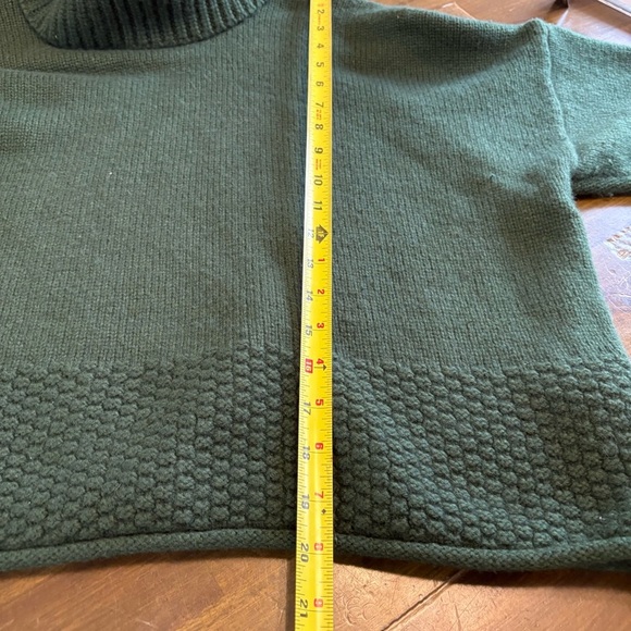 Madewell Sadler Turtleneck Sweater Size Large Deep Forest Green Merino Wool Boxy - Picture 7 of 9